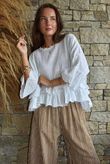Sundaze Cheesecloth Frill Top White 